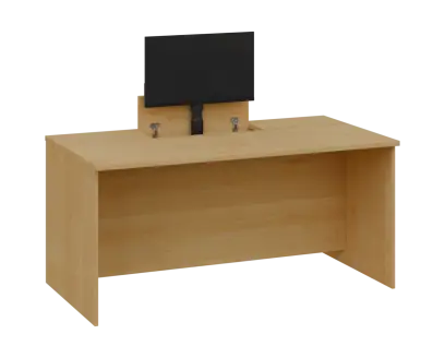 PLVM 18 - 16 stůl kancelářský s výsuvem (1x) monitoru, dřevěná podnož, deska 18 mm, široký 1600 mm, javor horský